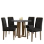 Mesa de Jantar Isabela 100x100 com 4 Cadeiras Amanda Imbuia/Preto/Veludo Preto - New Ceval