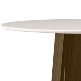 Mesa de Jantar Isabela 100x100 Imbuia/Off White Tampo em MDF com Vidro - New Ceval