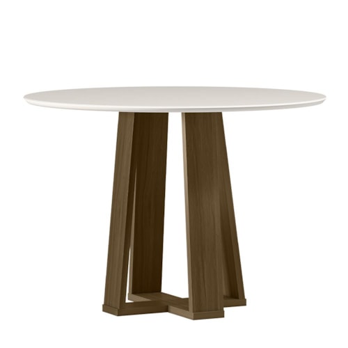 Mesa de Jantar Isabela 100x100 Imbuia/Off White Tampo em MDF com Vidro - New Ceval