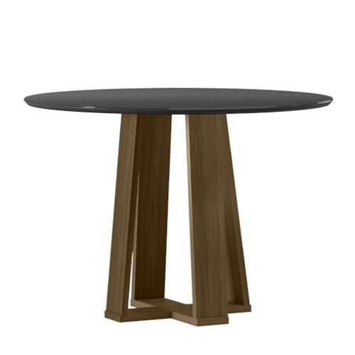 Mesa de Jantar Isabela 100x100 Imbuia/Preto Tampo em MDF com Vidro - New Ceval