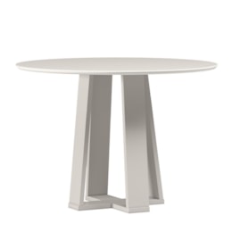 Mesa de Jantar Isabela 100x100 Off White Tampo em MDF com Vidro - New Ceval