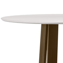 Mesa de Jantar Isabela 120x120 Imbuia/Off White Tampo em MDF com Vidro - New Ceval