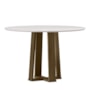 Mesa de Jantar Isabela 120x120 Imbuia/Off White Tampo em MDF com Vidro - New Ceval