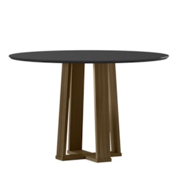 Mesa de Jantar Isabela 120x120 Imbuia/Preto Tampo em MDF com Vidro - New Ceval Mesa de Jantar Isabela 120x120 Imbuia/Preto Tampo em MDF com Vidro - New Ceval