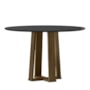 Mesa de Jantar Isabela 120x120 Imbuia/Preto Tampo em MDF com Vidro - New Ceval