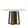 Mesa de Jantar Isabela 135x135 Imbuia/Off White Tampo em MDF com Vidro - New Ceval