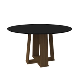 Mesa de Jantar Isabela 135x135 Imbuia/Preto com Vidro - New Ceval Mesa de Jantar Isabela 135x135 Imbuia/Preto com Vidro - New Ceval