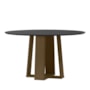 Mesa de Jantar Isabela 135x135 Imbuia/Preto Tampo em MDF com Vidro - New Ceval