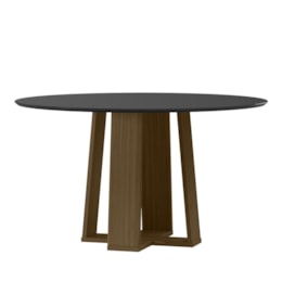 Mesa de Jantar Isabela 135x135 Imbuia/Preto Tampo em MDF com Vidro - New Ceval Mesa de Jantar Isabela 135x135 Imbuia/Preto Tampo em MDF com Vidro - New Ceval