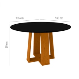 Mesa de Jantar Isabela 135x135 Ipê/Preto com Vidro - New Ceval Mesa de Jantar Isabela 135x135 Ipê/Preto com Vidro - New Ceval