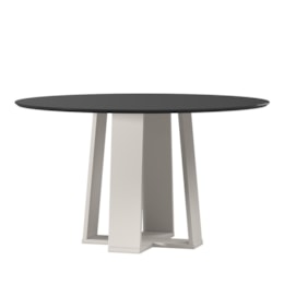 Mesa de Jantar Isabela 135x135 Off White/Preto Tampo em MDF com Vidro - New Ceval