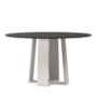 Mesa de Jantar Isabela 135x135 Off White/Preto Tampo em MDF com Vidro - New Ceval