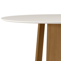 Mesa de Jantar Isabela 135x135 Ypê/Off White Tampo em MDF com Vidro - New Ceval