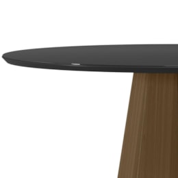 Mesa de Jantar Isis 100x100 Imbuia/Preto Tampo em MDF com Vidro - New Ceval