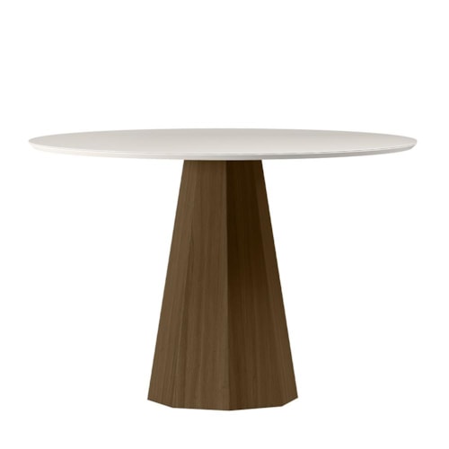 Mesa de Jantar Isis 120x120 Imbuia/Off White Tampo em MDF com Vidro - New Ceval