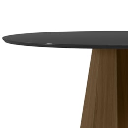 Mesa de Jantar Isis 120x120 Imbuia/Preto Tampo em MDF com Vidro - New Ceval