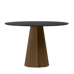 Mesa de Jantar Isis 120x120 Imbuia/Preto Tampo em MDF com Vidro - New Ceval