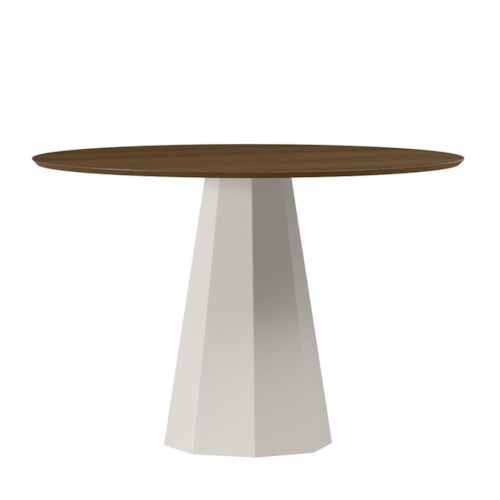 Mesa de Jantar Isis 120x120 Off White/Imbuia Tampo em MDF - New Ceval