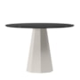 Mesa de Jantar Isis 120x120 Off White/Preto Tampo em MDF com Vidro - New Ceval