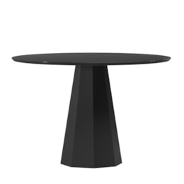 Mesa de Jantar Isis 120x120 Preto Tampo em MDF com Vidro - New Ceval