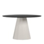 Mesa de Jantar Isis 135x135 Off White/Preto Tampo em MDF com Vidro - New Ceval