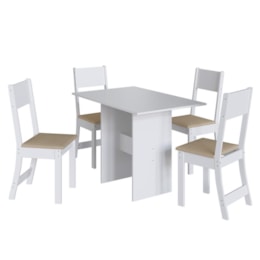 Mesa de Jantar Karla 108x68 com Tampo em MDP e 4 Cadeiras Branco/Bege - Indekés