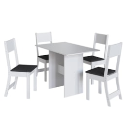 Mesa de Jantar Karla 108x68 com Tampo em MDP e 4 Cadeiras Branco/Preto - Indekés
