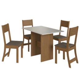 Mesa de Jantar Karla 108x68 com Tampo em MDP e 4 Cadeiras Freijó/Off White/Cacau - Indekés