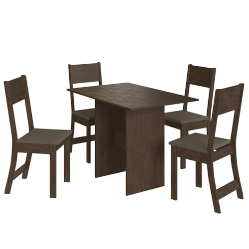 Mesa de Jantar Karla 108x68 com Tampo em MDP e 4 Cadeiras Noce/Cacau - Indekés 