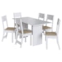 Mesa de Jantar Karla 150x76 com Tampo em MDP e 6 Cadeiras Branco/Bege - Indekés