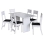 Mesa de Jantar Karla 150x76 com Tampo em MDP e 6 Cadeiras Branco/Preto - Indekés