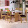 Mesa de Jantar Karla 150x76 com Tampo em MDP e 6 Cadeiras Freijó/Off White/Preto - Indekés
