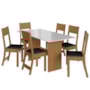 Mesa de Jantar Karla 150x76 com Tampo em MDP e 6 Cadeiras Freijó/Off White/Preto - Indekés