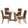 Mesa de Jantar Lins Tampo de MDF com 4 Cadeiras Esther Nature/Off White/Corano Caramelo - Móveis Henn
