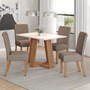 Mesa de Jantar Lins Tampo de MDF com 4 Cadeiras Malu Nature/Off White/Veludo Marrom Amêndoa - Móveis Henn