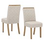 Mesa de Jantar Lins Tampo de MDF com 6 Cadeiras Malu Nature/Off White/Suede Linho - Móveis Henn