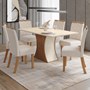 Mesa de Jantar Luíza Tampo de MDF com 6 Cadeiras Bella Nature/Off White/Suede Linho - Móveis Henn