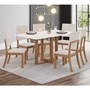 Mesa de Jantar Natalí Tampo de MDF com 6 Cadeiras Milla Nature/Off White/Suede Linho - Móveis Henn
