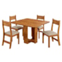 Mesa de Jantar Oasis 90x90 com 4 Cadeiras Brisa Mel/Linho Bronze - Viero