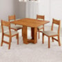 Mesa de Jantar Oasis 90x90 com 4 Cadeiras Brisa Mel/Linho Bronze - Viero