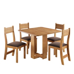 Mesa de Jantar Oasis 90x90 com 4 Cadeiras Brisa Mel/Veludo Bombom - Viero
