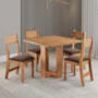Mesa de Jantar Oasis 90x90 com 4 Cadeiras Brisa Mel/Veludo Bombom - Viero