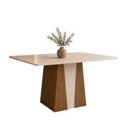 Mesa de Jantar Orus 4 Lugares com Tampo de MDF e Canto Reto 120x80 Nature/Off White - Móveis Henn 