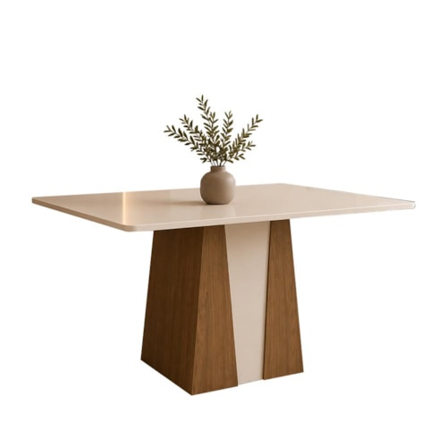 Mesa de Jantar Orus 4 Lugares com Tampo de MDF e Canto Reto 120x80 Nature/Off White - Móveis Henn 