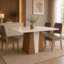 Mesa de Jantar Orus 4 Lugares com Tampo de MDF e Canto Reto 120x80 Nature/Off White - Móveis Henn 