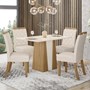 Mesa de Jantar Orus Tampo de MDF com 4 Cadeiras Bella Nature/Off White/Suede Linho - Móveis Henn