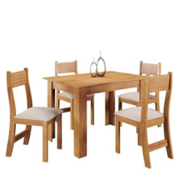Mesa de Jantar Palace 110x75 com 4 Cadeiras Brisa Mel/Linho Bronze - Viero