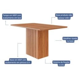 Mesa de Jantar Quadrada Ana 130x80 Cinamomo com Tampo em MDF - Cimol Móveis Mesa de Jantar Quadrada Ana 130x80 Cinamomo com Tampo em MDF - Cimol Móveis