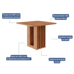 Mesa de Jantar Quadrada Ariela 95x95 Cinamomo com Tampo em MDF - Cimol Móveis Mesa de Jantar Quadrada Ariela 95x95 Cinamomo com Tampo em MDF - Cimol Móveis