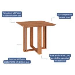 Mesa de Jantar Quadrada Flora 95x95 Cinamomo com Tampo em MDF - Cimol Móveis Mesa de Jantar Quadrada Flora 95x95 Cinamomo com Tampo em MDF - Cimol Móveis